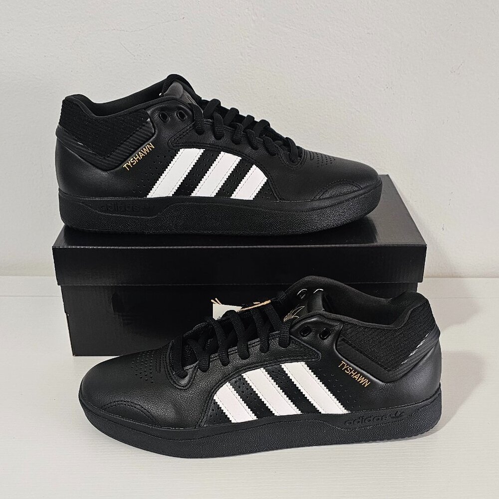Adidas Tyshawn Remastered Shoes-CBlack / ClWhite / Gold Mt- Men's Size 9- IG5270